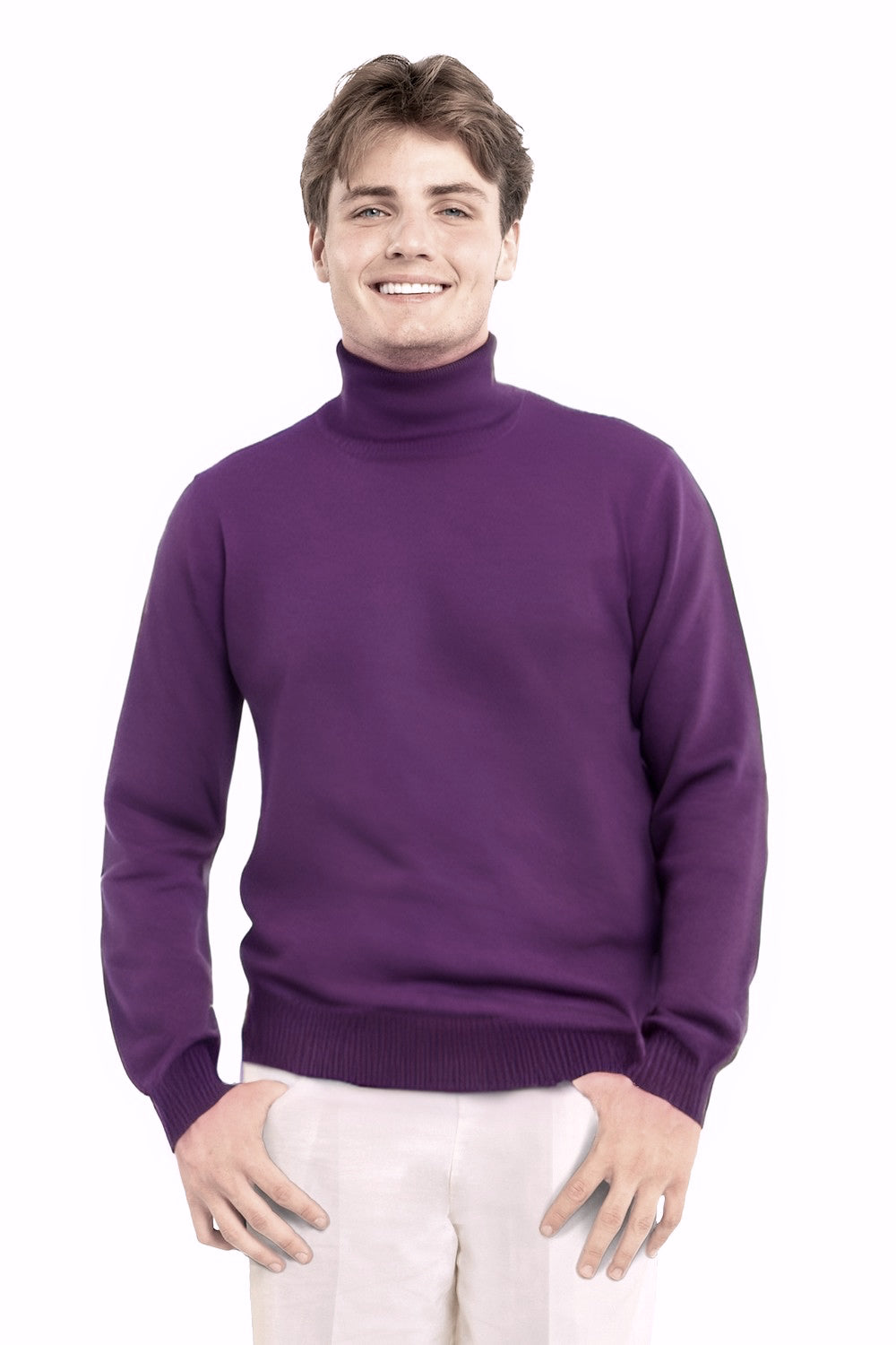 PULL COL ROULÉ HOMME CACHEMIRE PURPLE 53652 PURPLE