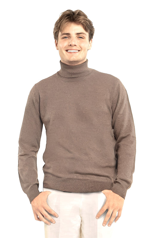 PULL COL ROULÉ HOMME CACHEMIRE TAUPE 8073 TAUPE