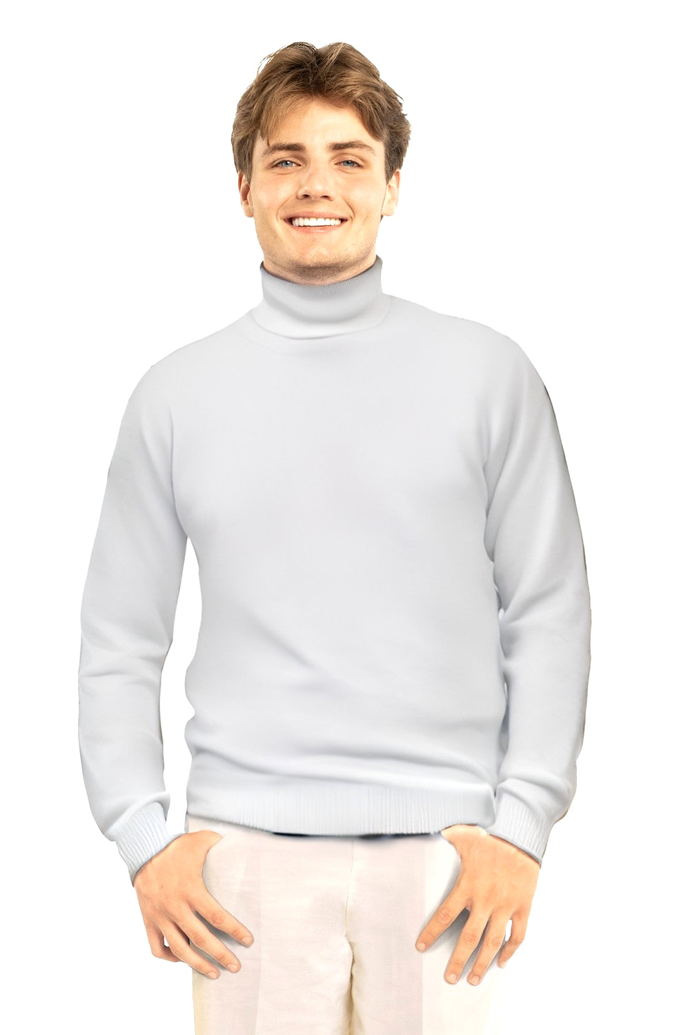 PULL COL ROULÉ HOMME CACHEMIRE WHITE 8001 WHITE