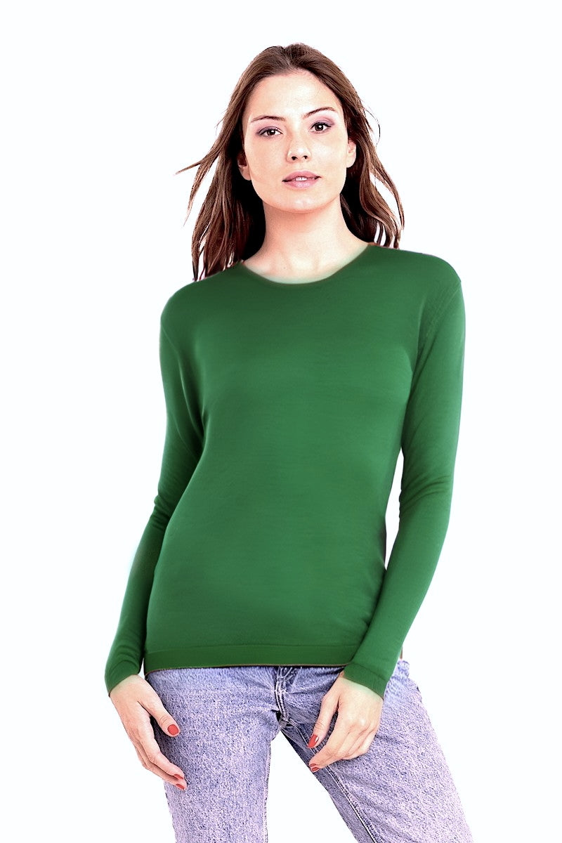 PULL FIN CACHEM-SOIE COL ROND EMERALD 51636 EMERALD