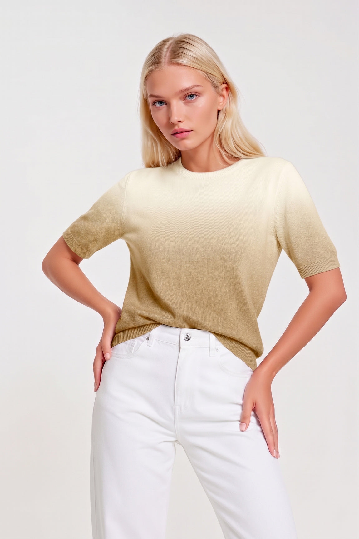 PULL MANCHES COURTES TYE DYE CAMEL 1632 CAMEL