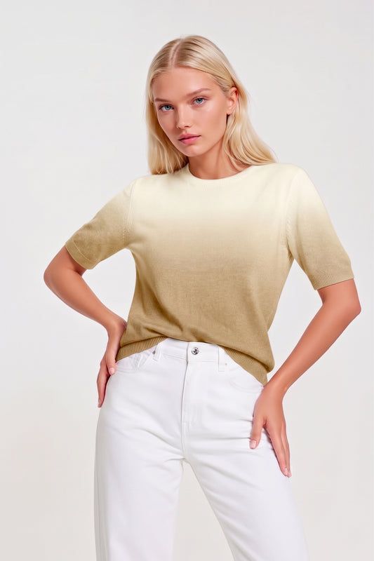 PULL MANCHES COURTES TYE DYE CAMEL 1632 CAMEL