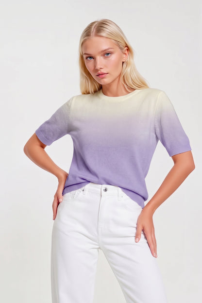 PULL MANCHES COURTES TYE DYE LT LILAC 23275 LT LILAC
