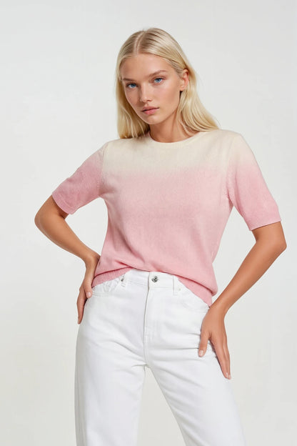 PULL MANCHES COURTES TYE DYE PINK 23238 PINK