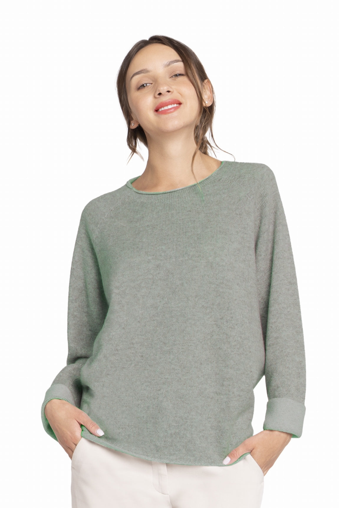 RAS DE COU VANISÉ CACHEMIRE GREY-WHITE 5040S GREY-WHITE