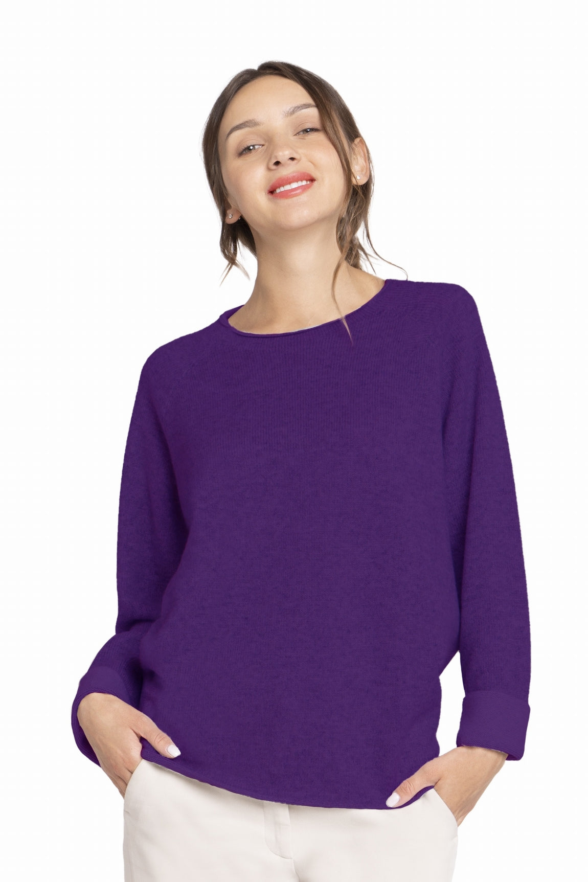 RAS DE COU VANISÉ CACHEMIRE PURPLE-WHITE 55846 PURPLE-WHITE