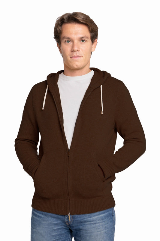 SWEAT CAPUCHE CACHEMIRE 2-FILS BROWN 20904 BROWN