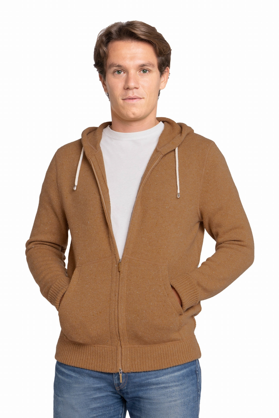 SWEAT CAPUCHE CACHEMIRE 2-FILS COGNAC 400009 COGNAC
