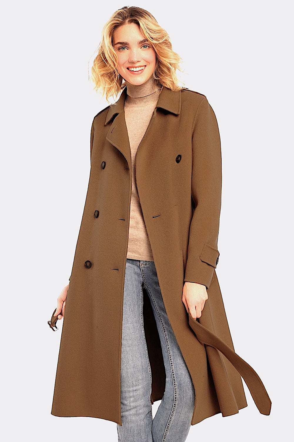TRENCH-COAT CROISÉ CACHEMIRE 742501/0059 BLACK 742501/0059 BLACK