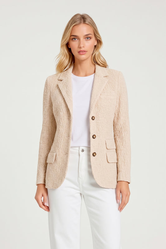 VESTE CACHEM.TORSADES & CHAINE CREAM 18638 CREAM