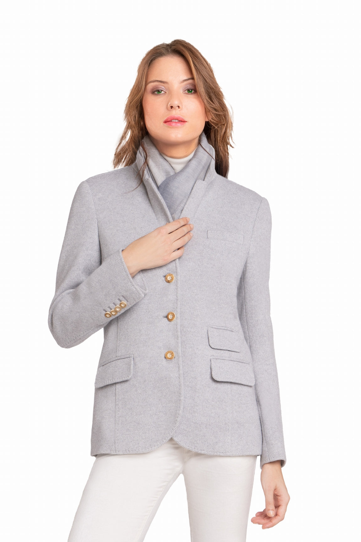 VESTE CACHEMIRE 25845-8001 GREY-WH 25845-8001 GREY-WH