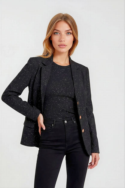 VESTE CACHEMIRE À PAILLETTES BLACK 8010 BLACK