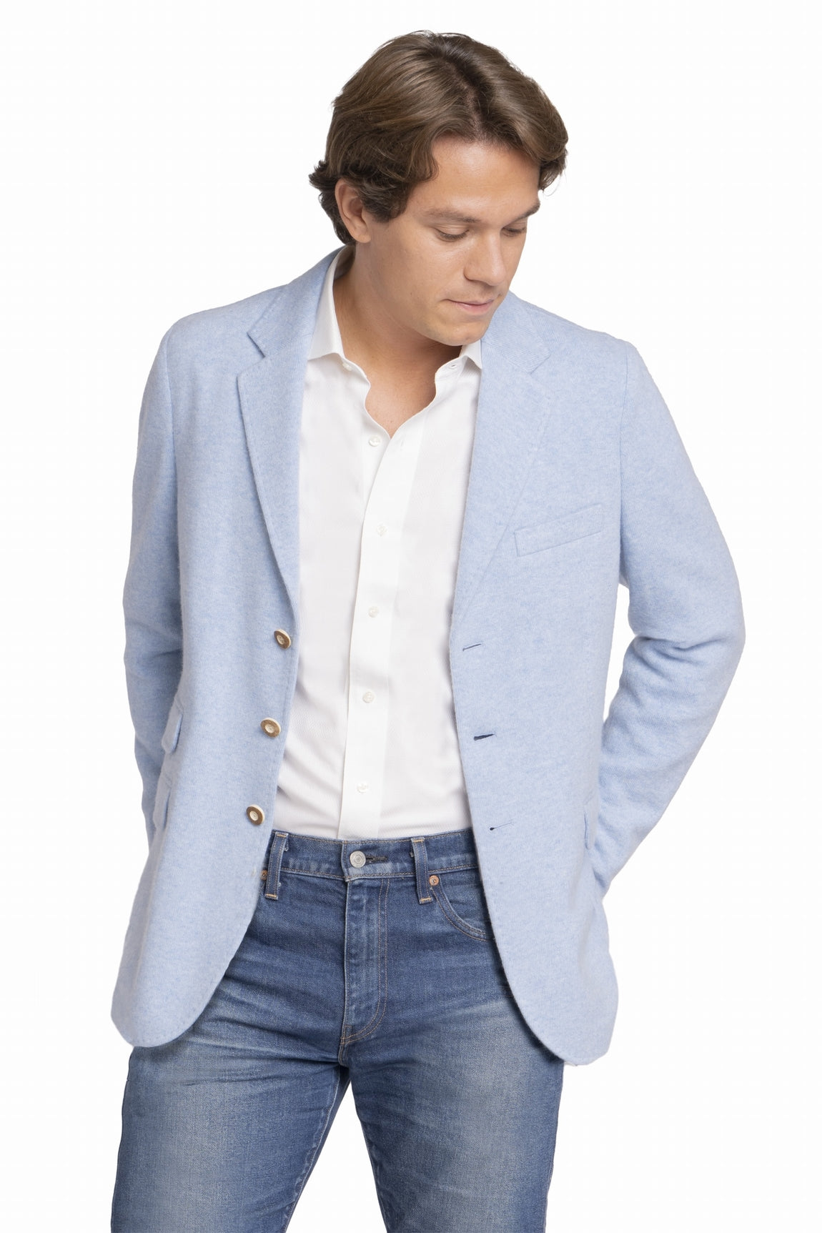 VESTE CACHEMIRE LT BLUE 4222 LT BLUE