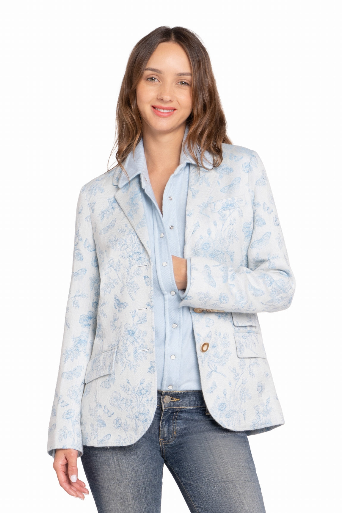 VESTE CACHEMIRE MOTIF FLORAL 60-37192 WH-ROYAL