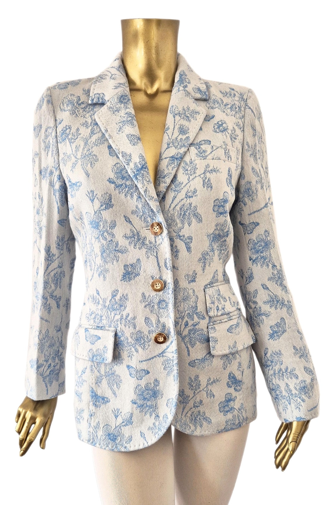 VESTE CACHEMIRE MOTIF FLORAL 60-37192 WH-ROYAL