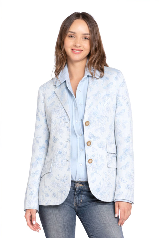 VESTE CACHEMIRE MOTIF FLORAL 60-37192 WH-ROYAL 60-37192 WH-ROYAL