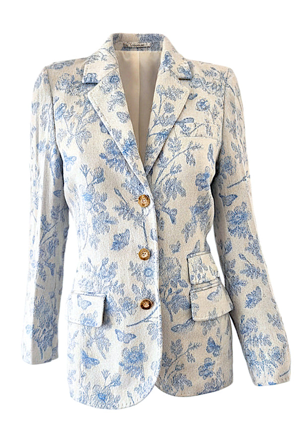 VESTE CACHEMIRE MOTIF FLORAL 60-37192 WH-ROYAL 60-37192 WH-ROYAL