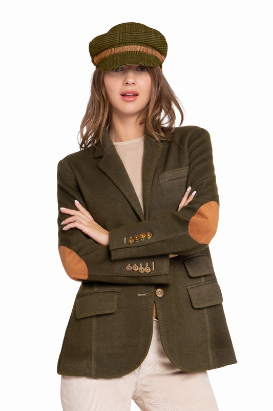 VESTE CACHEMIRE TISSU DOUBLE KHAKI