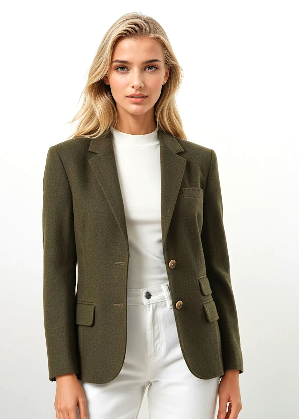 VESTE CACHEMIRE TISSU DOUBLE KHAKI
