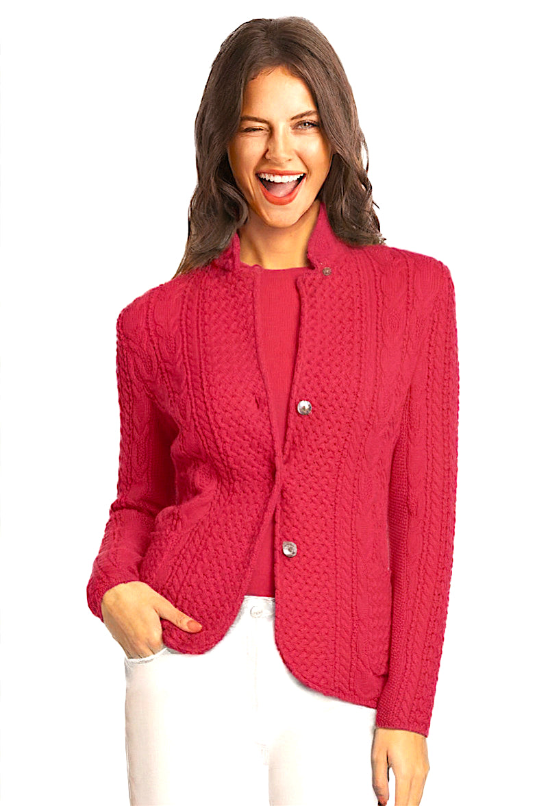 VESTE COL OFFICIER ARAN CORAL RED 54674 CORAL RED