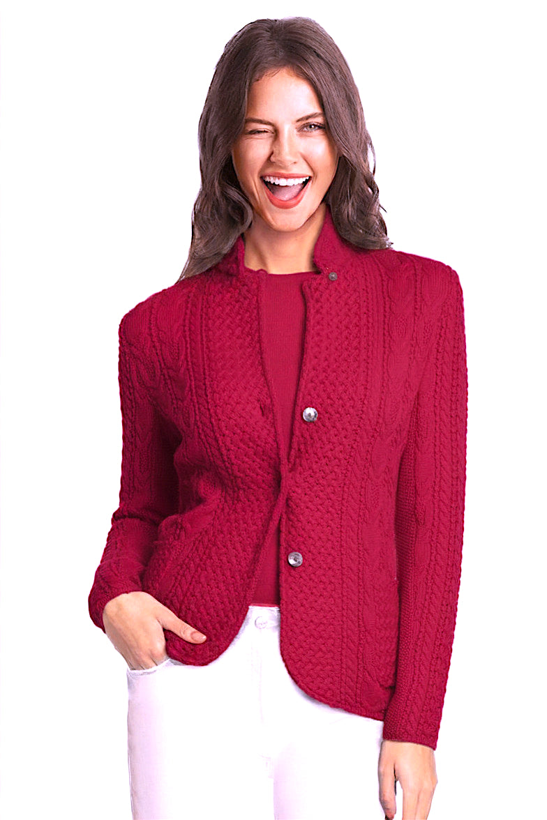 VESTE COL OFFICIER ARAN PLUM 60034 PLUM