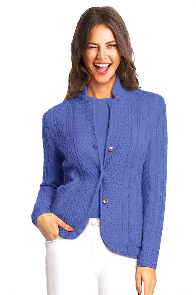 VESTE COL OFFICIER ARAN ROYAL BLUE 53630 ROYAL BLUE