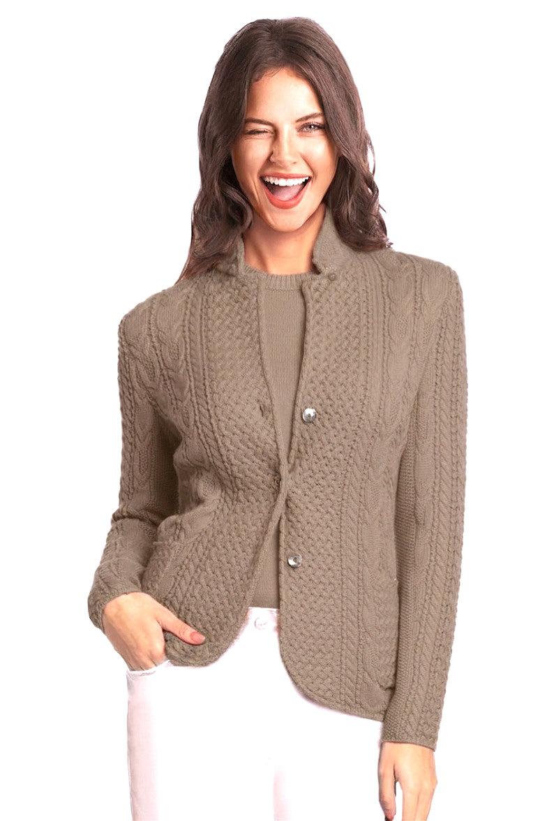 VESTE COL OFFICIER ARAN TAUPE 8073 TAUPE