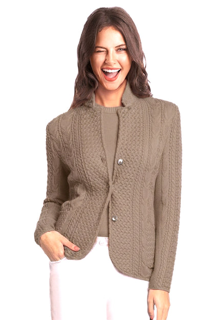 VESTE COL OFFICIER ARAN TAUPE 8073 TAUPE