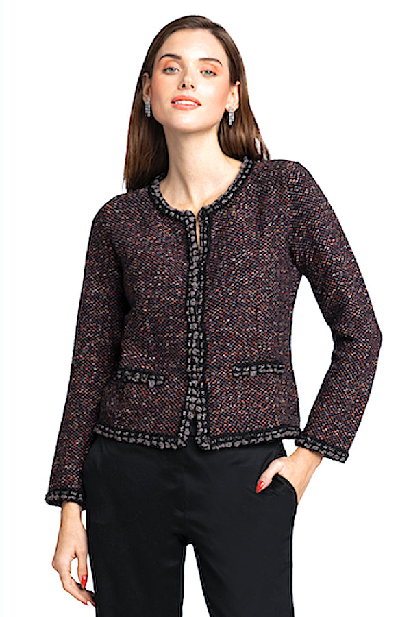 VESTE COURTE TRAMÉE COL ROND VAR.35 EGGPLANT VAR.35 EGGPLANT
