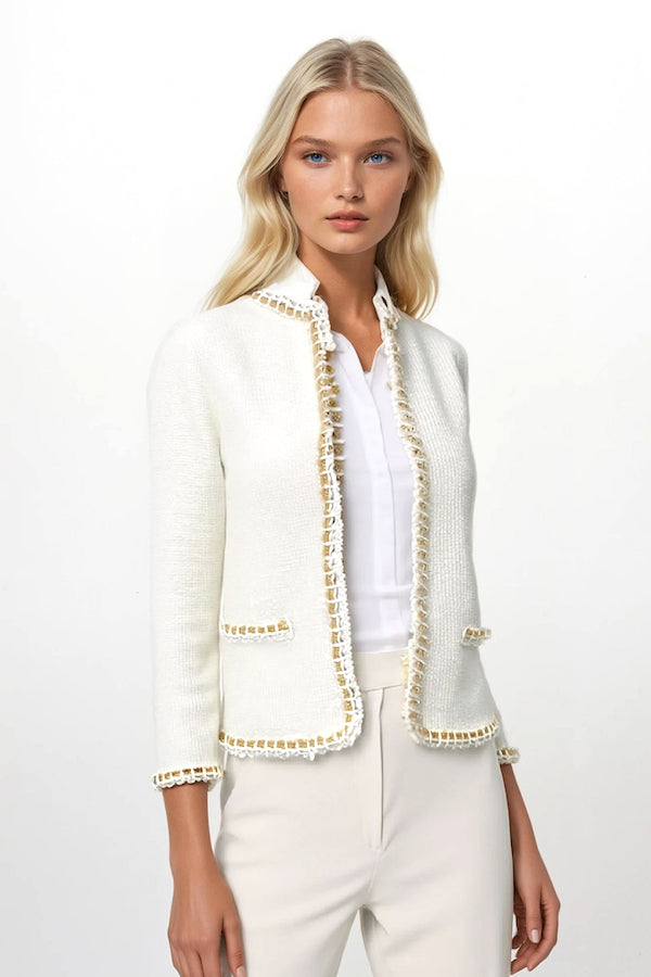 VESTE COURTE TRAMÉE COL ROND VAR.6 OFF WHITE VAR.6 OFF WHITE