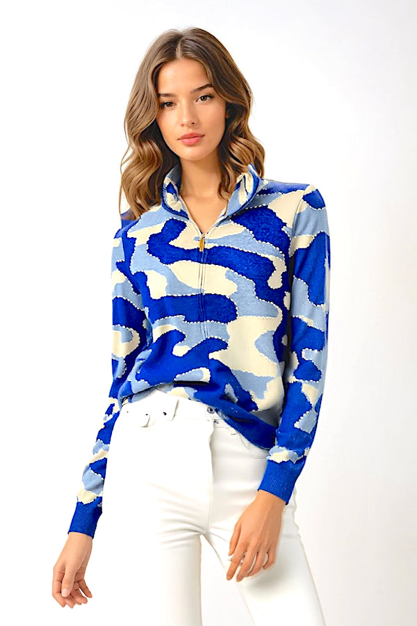 ZIP-UP CAMOUFLAGE & SURPIQÛRES 53630 ROYAL BLUE VAR 53630 ROYAL BLUE