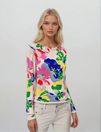 WOMEN'S FLORAL CASHMERE BOAT NECK. D-26084/22ML